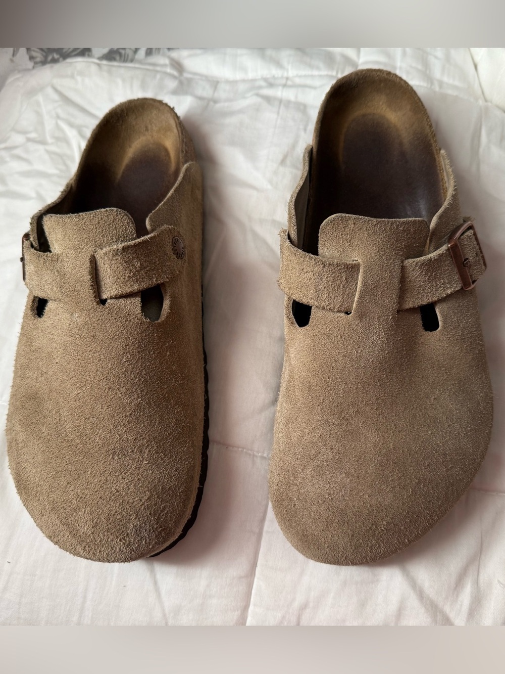Birkenstock - Boston Clog Soft Footbed - Suede Leather - Taupe (US size 10.5)